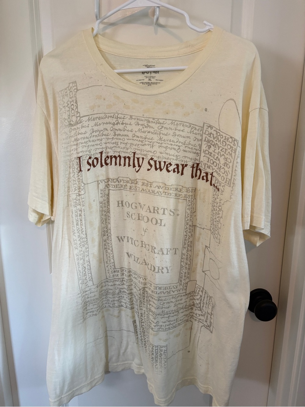 Harry Potter 'I Solemnly Swear' Cream Graphic Tee. Size XL